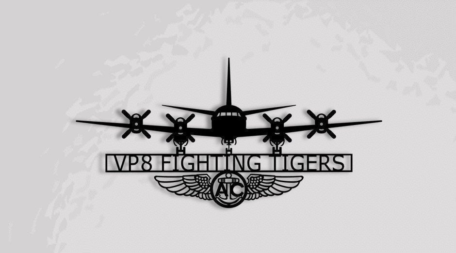 P3 Vp8 Fighting Tigers With Aircrew Wings; P3 Orion Naval Aircraft Metal Sign Cut Metal Sign Wall Decor