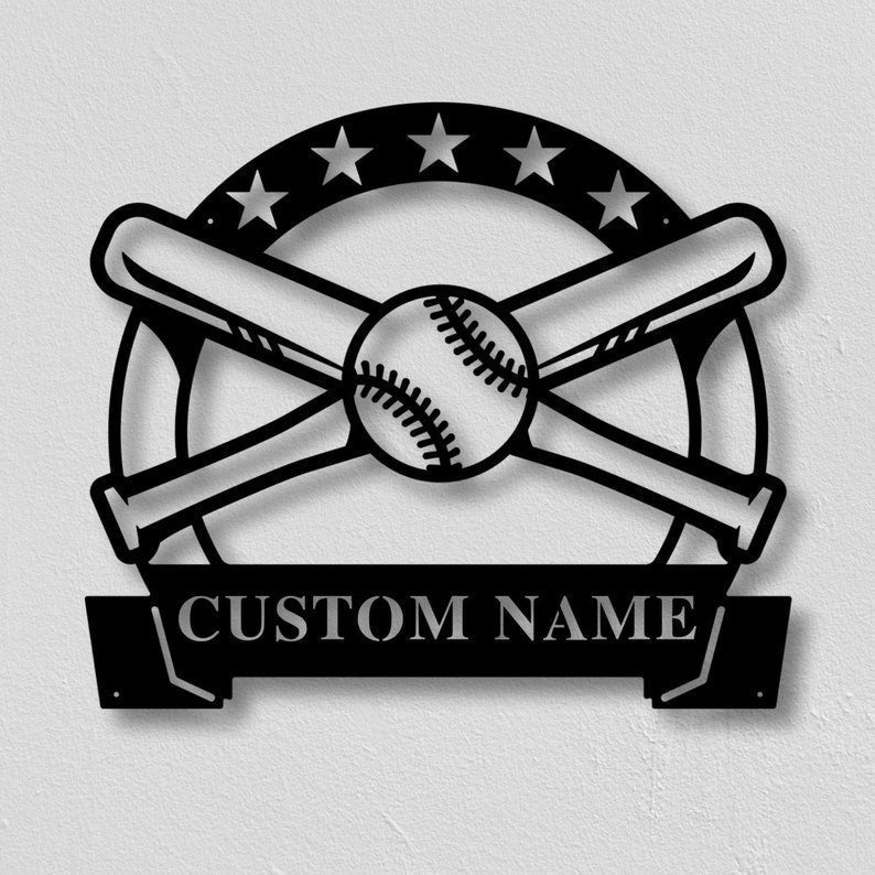 Custom Kids Baseball Sign Metal Baseball Name Sign Birthday Gift Kids Bedroom Sign Metal Sign Personalized Metal Baseball Sign