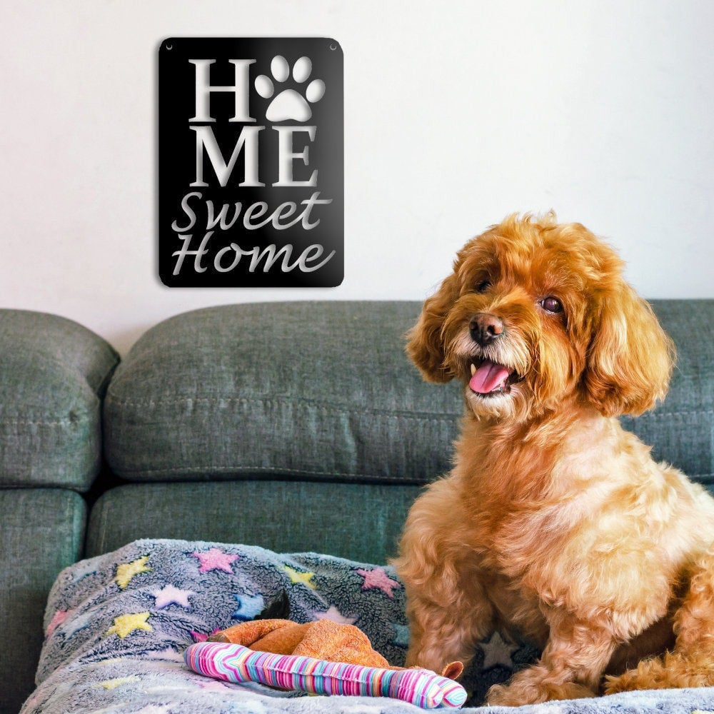Metal Home Sweet Home Dog Paw Sign Gift For Dog Lover Metal Dog Decor Dog Paw