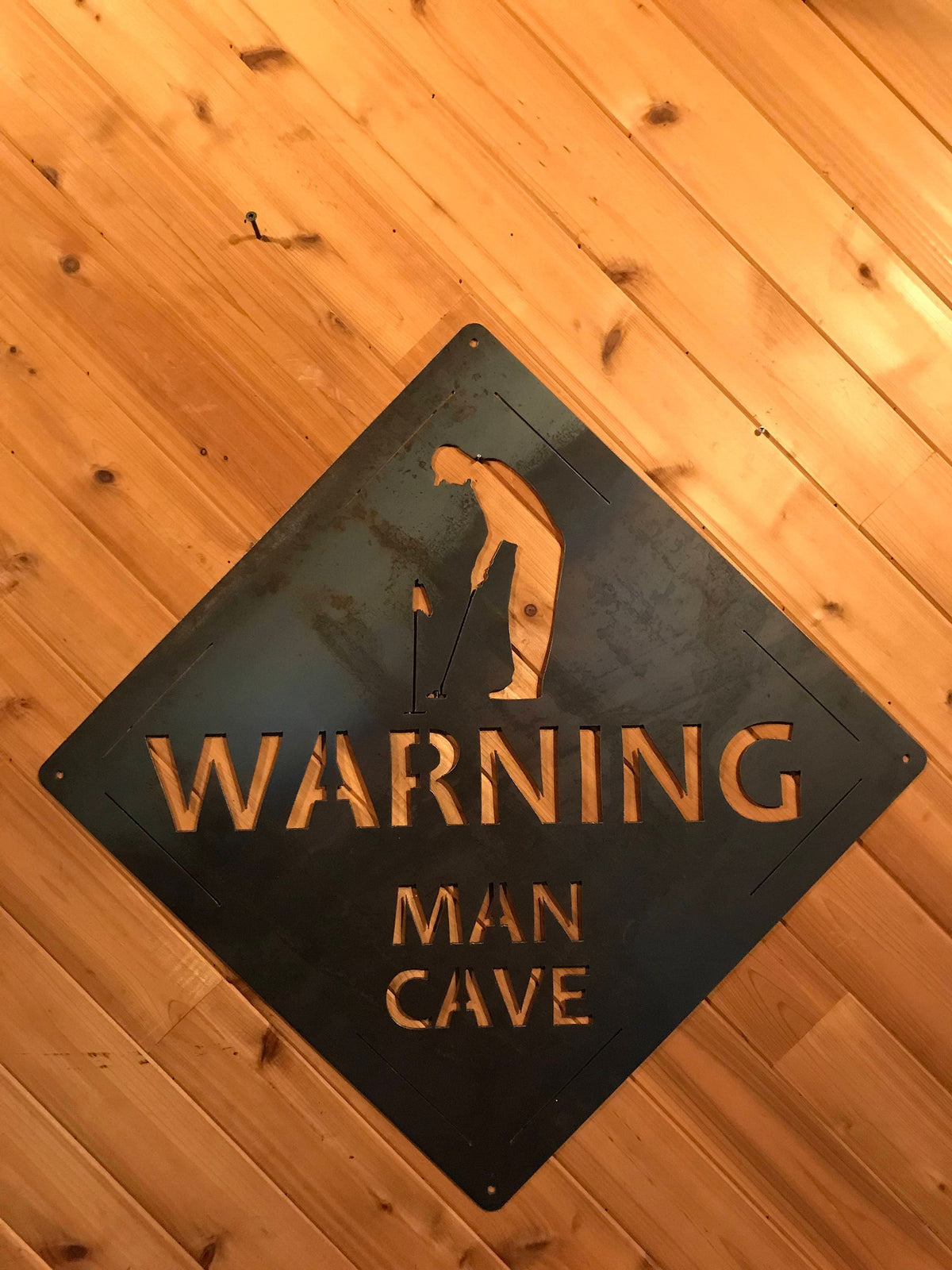 Metal Golfer Man Cave Sign Gift For Him Rustic Man Cave Decor