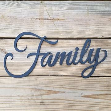 Family Script Metal Sign Black Steel Script Wall Hanging Metal Art