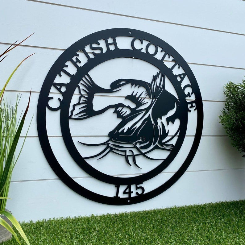 Personalized Catfish Fishing Sign Custom Metal Sign Outdoor Sign Weatherproof Sign Personalized Sign