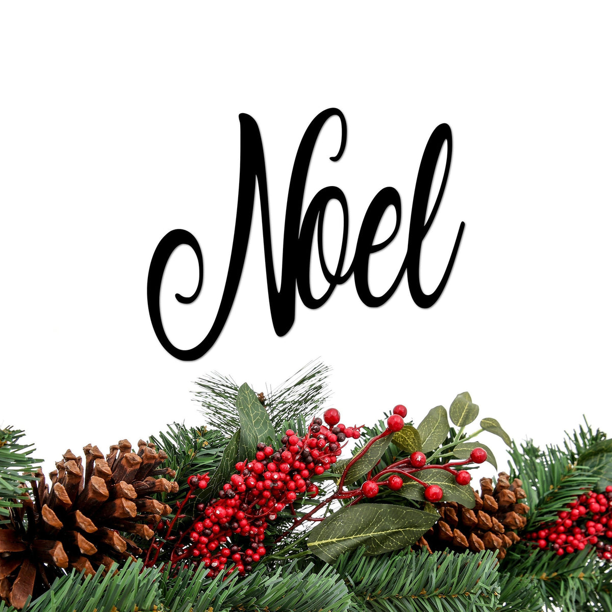 Noel Sign Metal Wall Word Christmas Sign Holiday Decor Script Noel Wall Hanging Christmas Ornament For Tree Cursive Steel Word