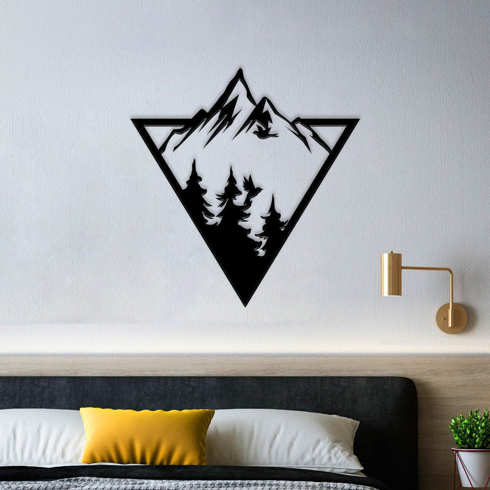 Mountains Housewarming Gift Metal Wall Decoration Home Living Room Decor Wall Hangings Mountain Decoration
