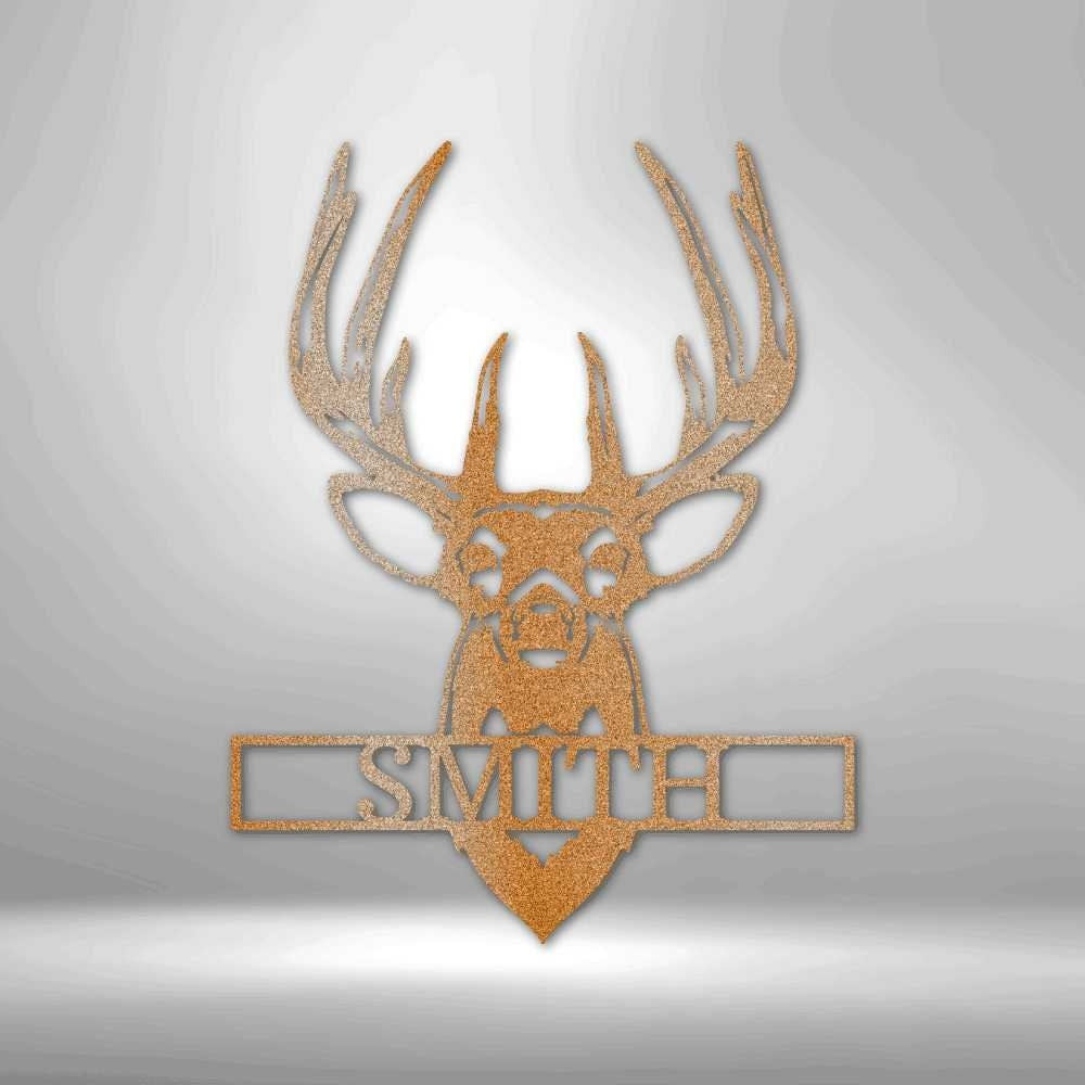 Personalized Buck Mount Monogram Deer Hunter Metal Wall Sign Custom Hunting