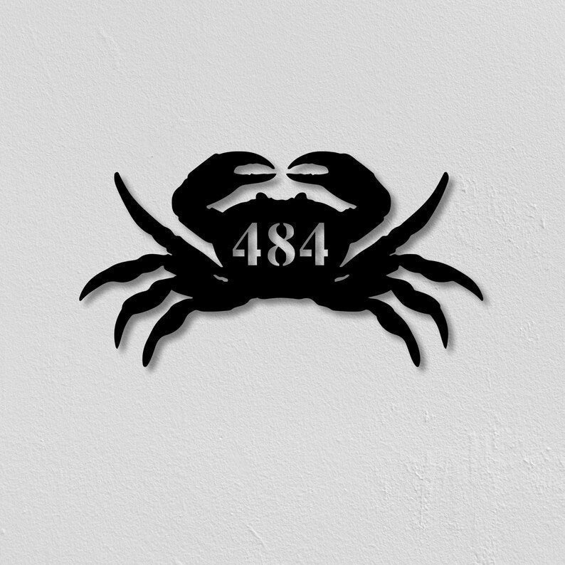 Custom Crab Sign Metal Fish Sign Personalized Name Crab Sign Crab Address Sign L Gift For Fisherman Crab Sign Beach House Decor