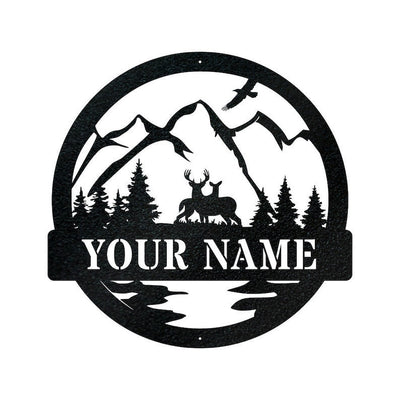Deer Sign Deer Antler Decor Deer Hunter Gift Deer Camp Sign Christmas Gift For Him Deer Name Metal Sign Fathers Day Gift
