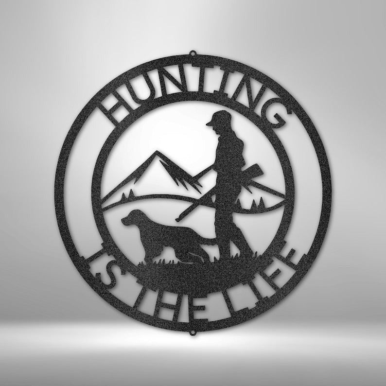 The Hunter Personalized Metal Sign Custom Family Name Metal Sign Outdoor Name Sign Door Hanger Hunting Cabin Sign Housewarming Gift