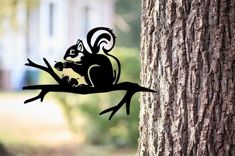 Squirrel Metal Tree Stake Christmas Gift