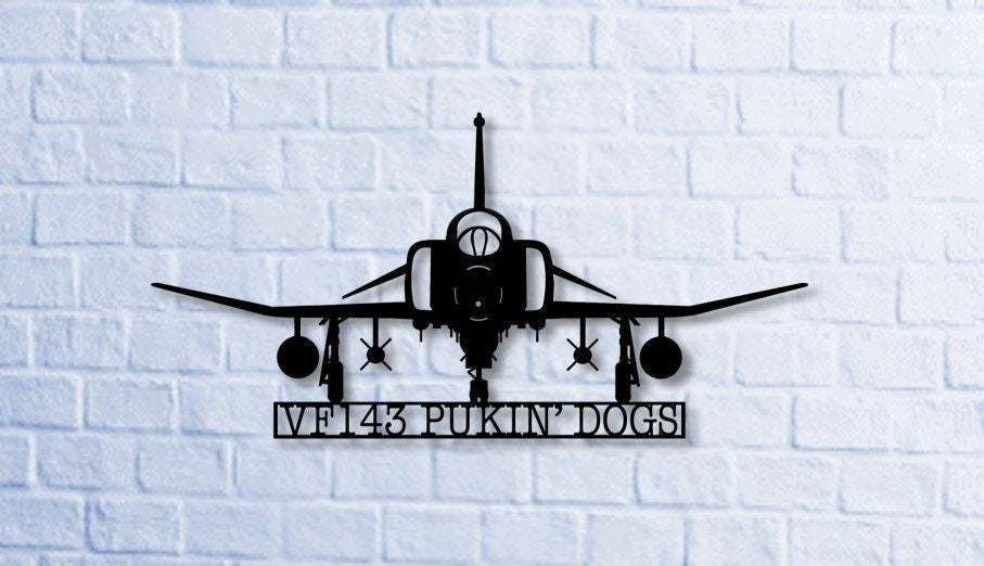 F4 Phantom Vf143 Pukin' Dogs Naval Fighter Aircraft Metal Sign Cut Metal Sign Wall Decor