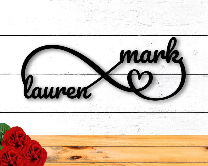 Personalized Metal Infinity Sign Anniversary Gift Newly Engaged Gift Custom Metal Sign Housewarming Gift Metal Valentine Gift