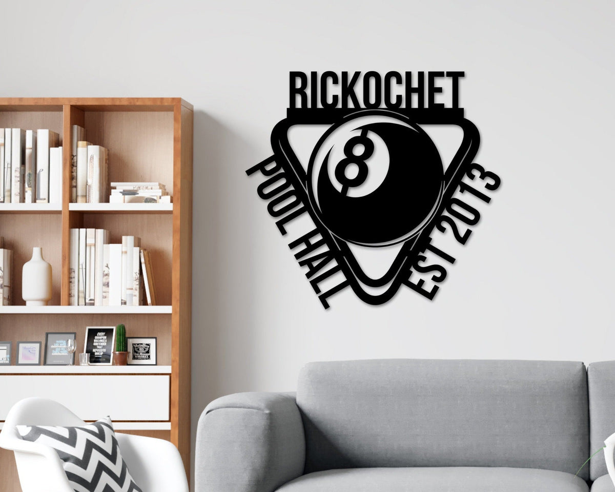 Modern Farmhouse Wall Decor Last Name Established Sign Billiards And Lounge Sign Large Rustic Industrial Vintage Signs Pool Table