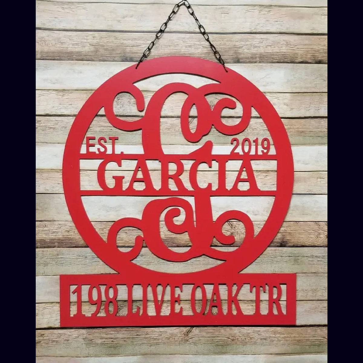 Decorative Split Letter Monogram Family Name & Established Date Sign More Personalization Door Hanger Custom