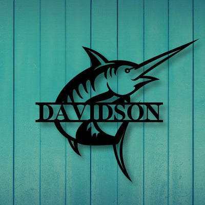 Custom Marlin Sign Metal Fish Sign Personalized Name Fish Sign Gift For Fisherman Farmhouse Decor Swordfish Deep See Decor