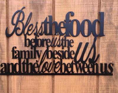 Bless The Food Before Us The Family Beside Us And The Love Between Us Metal Monogram Metal Wall Decor Metal Quote Housewarming Gift