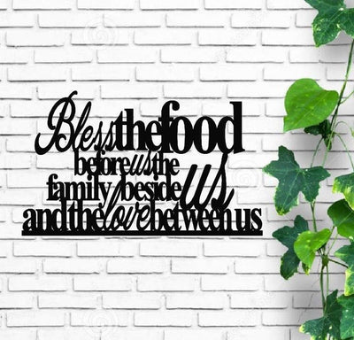 Bless The Food Before Us The Family Beside Us And The Love Between Us Metal Monogram Metal Wall Decor Metal Quote Housewarming Gift