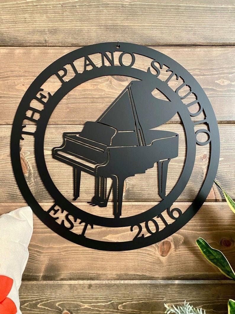 Personalized Piano Music Instrument Established Last Name Family Sign Personalized