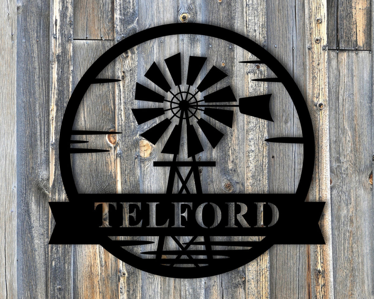 Personalized Windmill Wall Decor Personalized Windmill Sign Custom Windmill Decor Metal Family Name Sign Last Name Farmhouse Decor Farm Sign