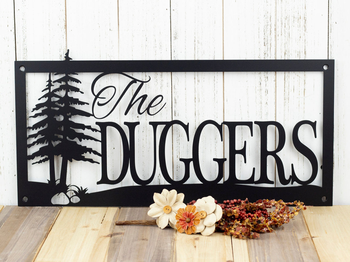 Custom Family Name And Address Metal Signs Black Trees Outdoor Sign Custom Sign Address Sign Name Sign