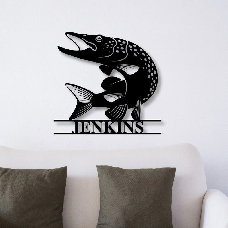Custom Metal Fish Sign Personalized Name Fish Sign Gift For Fisherman Farmhouse Decor Fish Decor Trout Decor Metal Name Sign