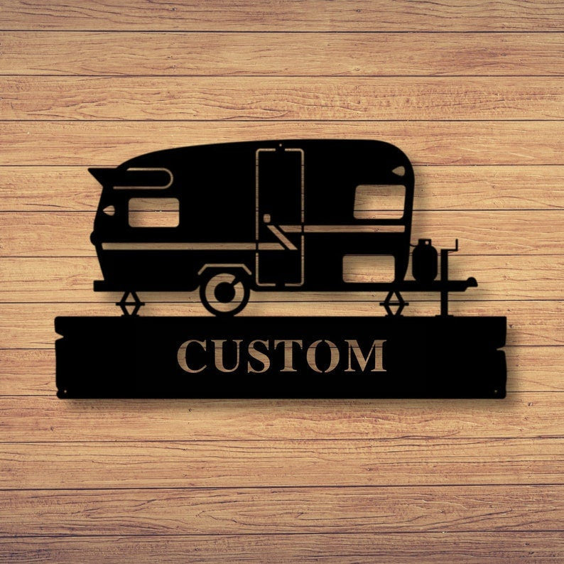 Custom Metal Camper Sign Custom Family Sign Farmhouse Decor Family Name Sign Housewarming Christmas Gift
