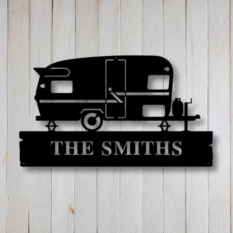 Custom Metal Camper Sign Custom Family Sign Farmhouse Decor Family Name Sign Housewarming Christmas Gift