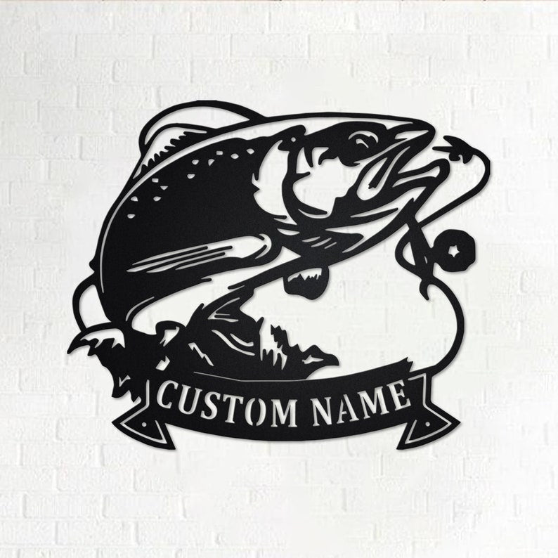 Custom Trout Fishing Personalized Trout Fish Name Sign Decoration For Room Trout Fishing Custom Trout Fish