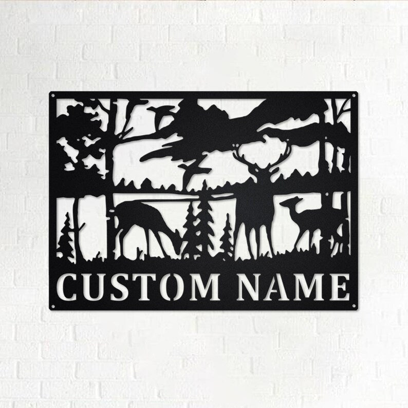 Custom Deer Wildlife Personalized Deer Hunter Name Sign Decoration For Room Deer Hunting Custom Deer Wildlife