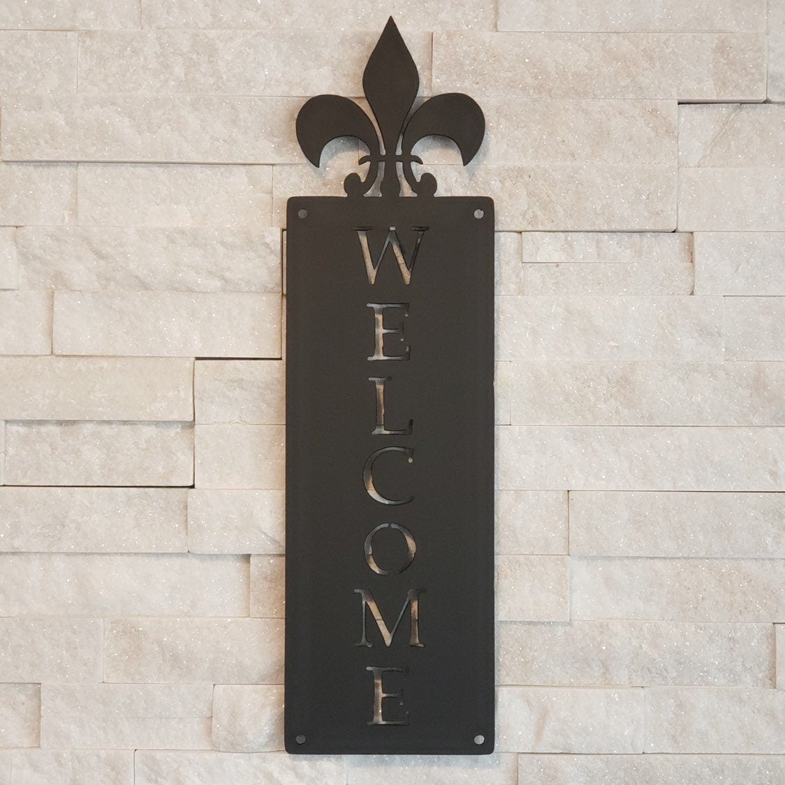 Welcome Metal Sign With Fluer De Lis Entryway Decor Living Room Decor Kitchen Decor Father's Day