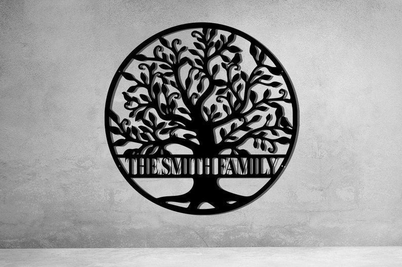 Personalized Tree Of Life Metal Wall Tree Of Life With Bird Sign Metal Wall Decor Anniversary Gift Door Hanger Family Tree