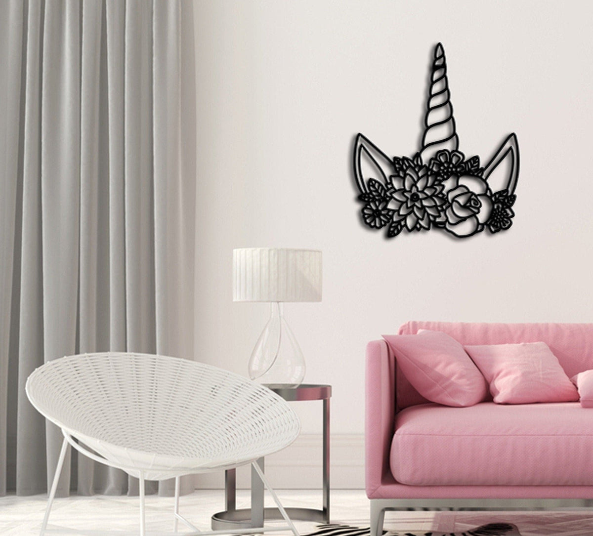 Kids Room Unicorn Wall Decor Metal Wall Sign Metal Wall Hanging Interior Wall Decor Flower Unicorn