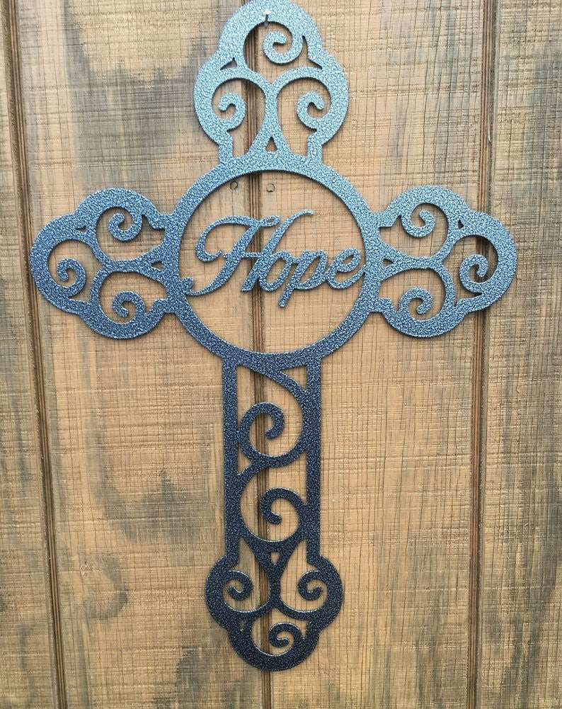 Faith Cross Metal Monogram Metal Wall Decor Metal Quote Housewarming Gift Christmas Gift
