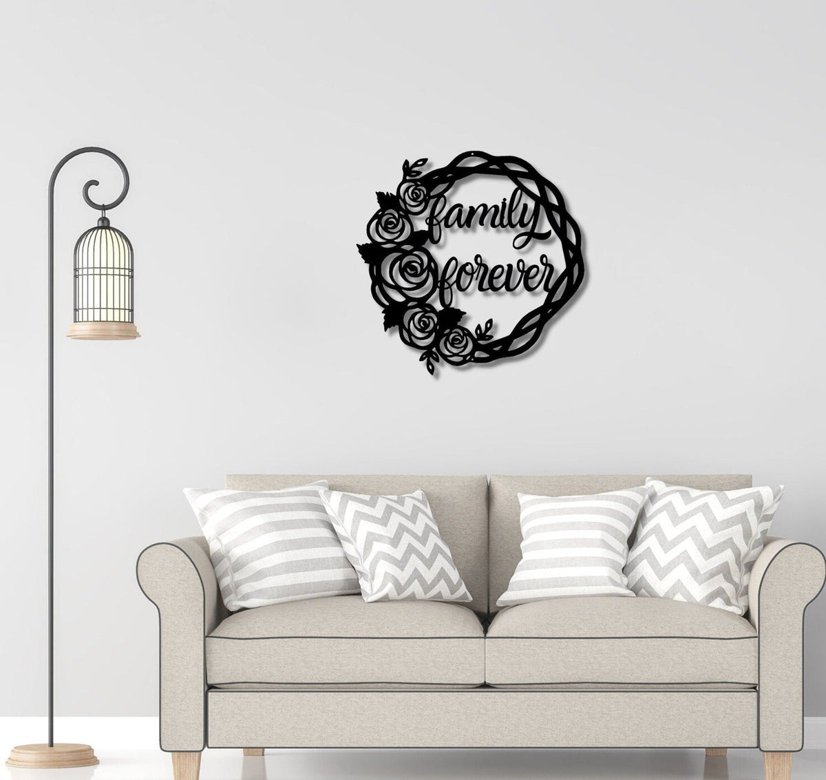 Family Forever Metal Sign Non Rust Decor Family Wall Sign Sign Flower Framed Family Decoration Housewarming Gift