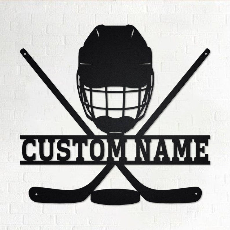 Custom Hockey Personalized Hockey Name Sign Decoration For Room Hockey Metal Sign Hockey Custom Hockey
