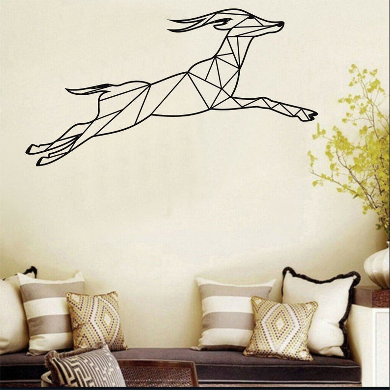 Metal Wall Decor Leaping Deer Geometric Deer Deer With Antlershome Office Decoration Wall Hangings Gift For Wildlife Lovers