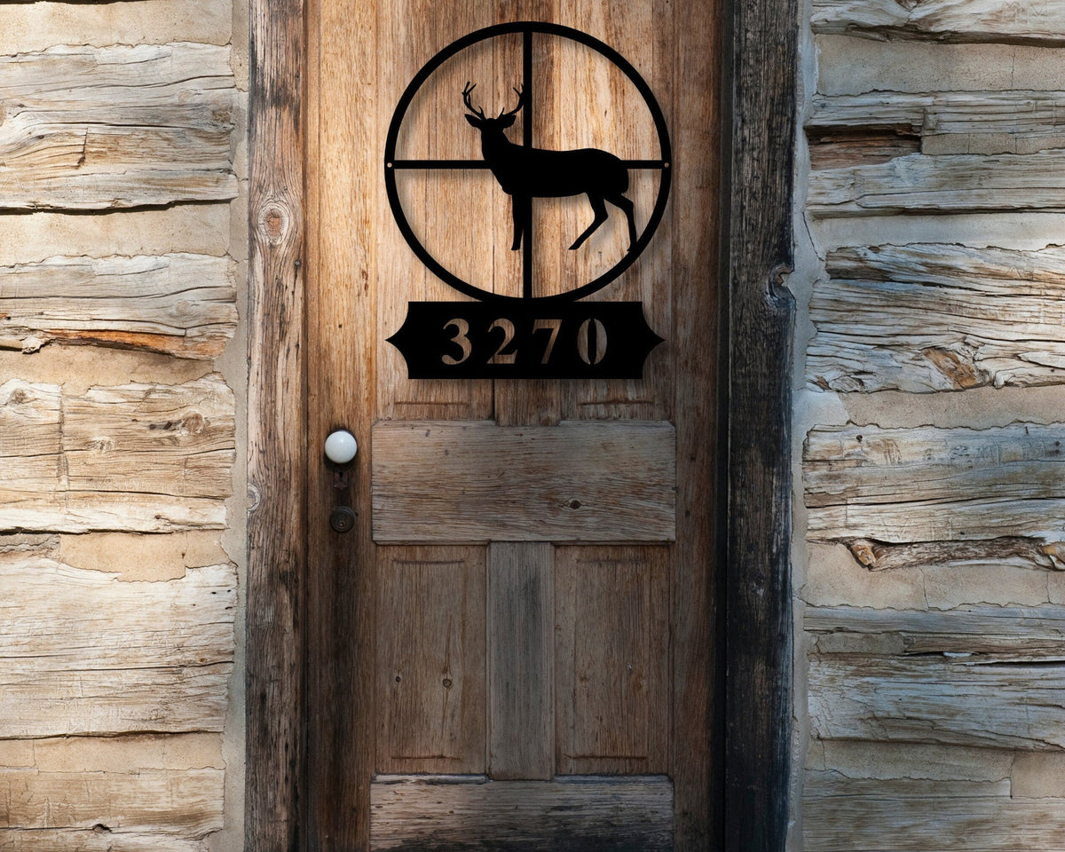 Custom Metal Address Sign Camp Address Sign Metal Hunter Camp Numbers Address Plaque Housewarming Gift Hunting Deco Hunting Gift