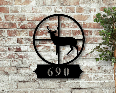Custom Metal Address Sign Camp Address Sign Metal Hunter Camp Numbers Address Plaque Housewarming Gift Hunting Deco Hunting Gift