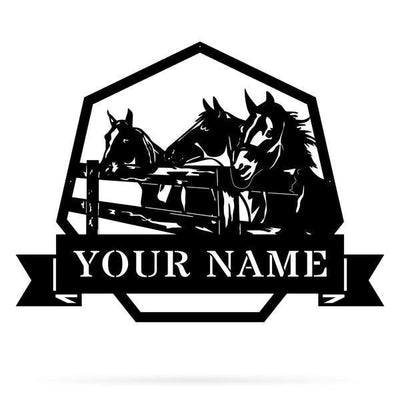 Horse Stable Monogram Personalized Horse Metal Sign Horseshoe Art Western Decor Initial Metal Sign Housewarming Gift Farmhouse Decor