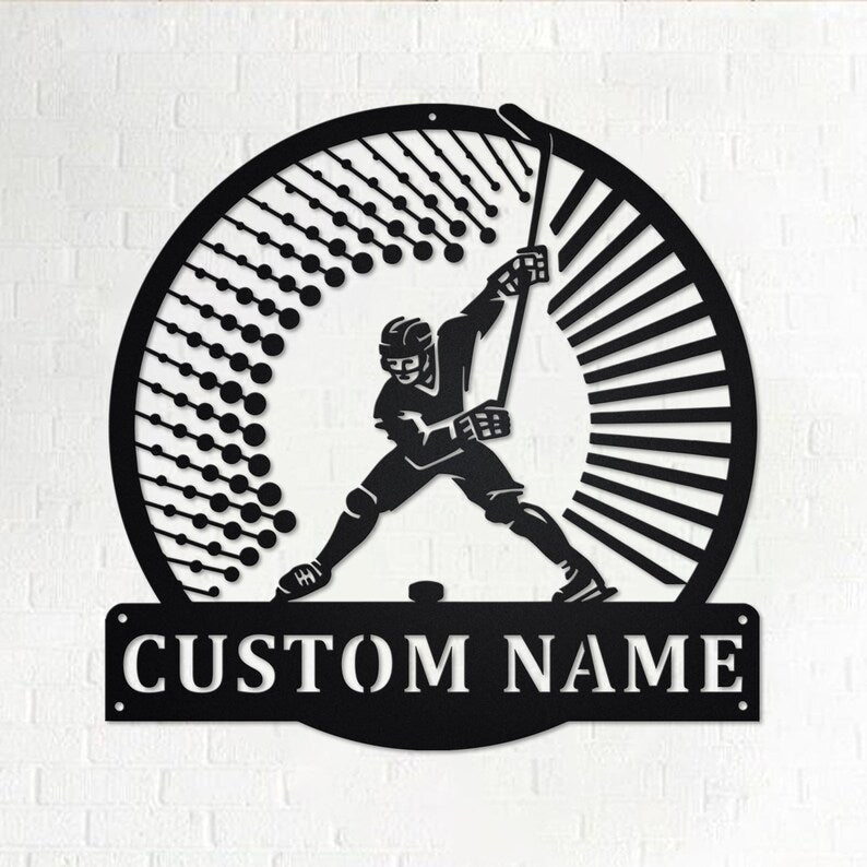 Custom Hockey Personalized Hockey Player Name Sign Decoration For Room Hockey Custom Hockey Hockey Metal Decor