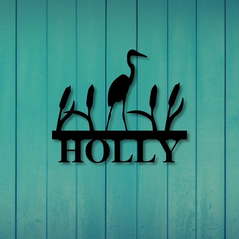 Custom Family Name Sign Crane Address Sign Beach House Decor Outdoor Family Sign Outdoor Decor Metal Sign