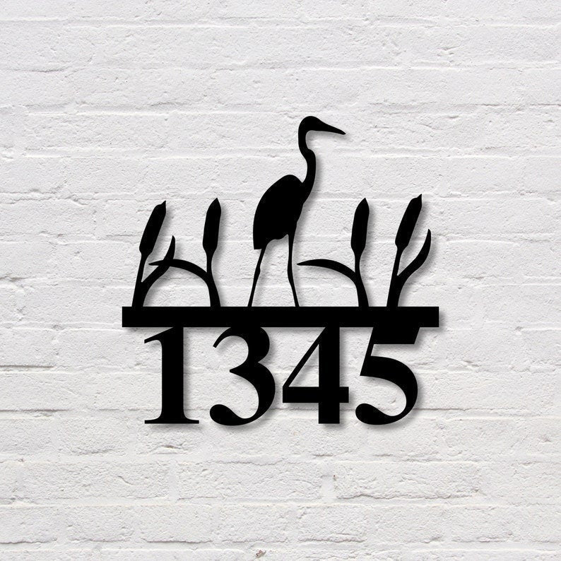Custom Family Name Sign Crane Address Sign Beach House Decor Outdoor Family Sign Outdoor Decor Metal Sign