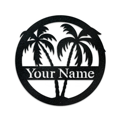 Palm Trees Metal Monogram Sign For Ocean Loversfront Door Two Palm Tree Outdoor Metal Sign Decor Family Sign For Front Door Beach House