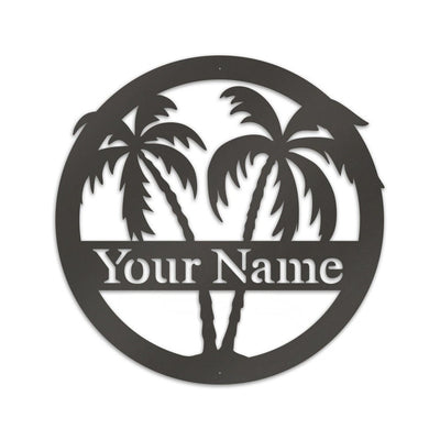 Palm Trees Metal Monogram Sign For Ocean Loversfront Door Two Palm Tree Outdoor Metal Sign Decor Family Sign For Front Door Beach House