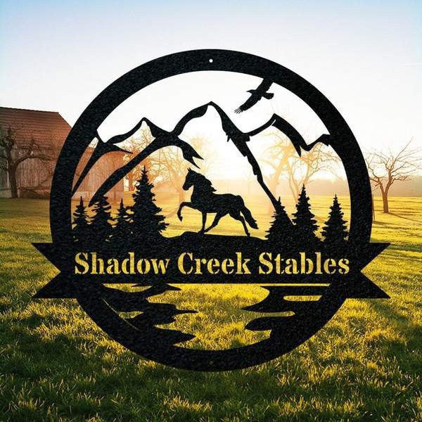Horse And Mountain Custom Metal Sign For Horse Ranch Sign Horse Farm Signs Metal Horse Decor Horse Gift For Horse Lover Pony Lover Sign