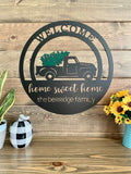 Personalized Christmas Tree Truck Name Sign Custom Metal Farmhouse Sign Mountain Home Welcome Sign Christmas Tree Farm Sign
