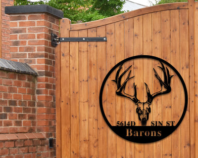 Deer Address Sign Metal Deer Sign Antler Wall Sign Hunting Present Man Gift Deer Family Address Sign Hunter Valentines Gift Camp Sign