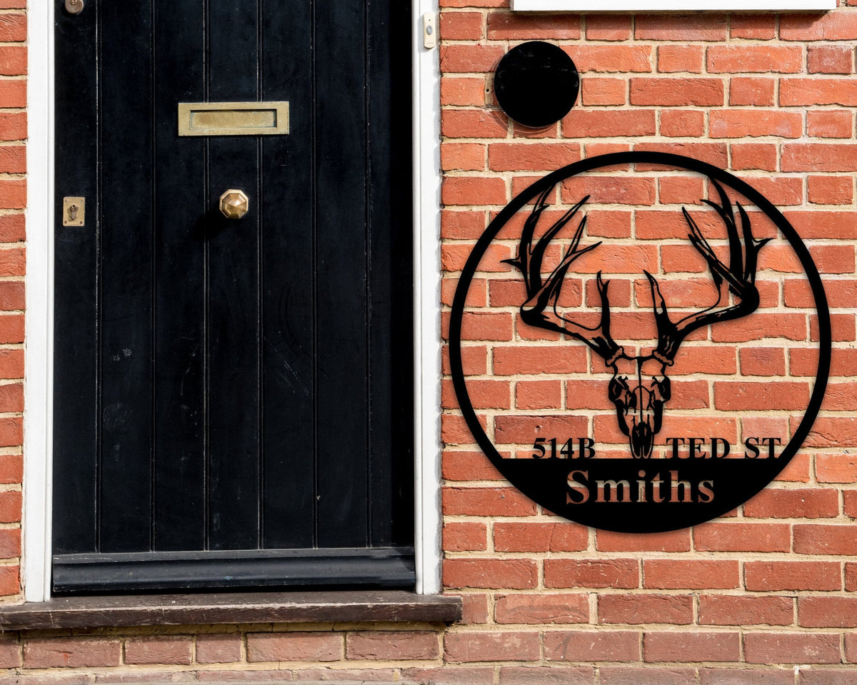 Deer Address Sign Metal Deer Sign Antler Wall Sign Hunting Present Man Gift Deer Family Address Sign Hunter Valentines Gift Camp Sign