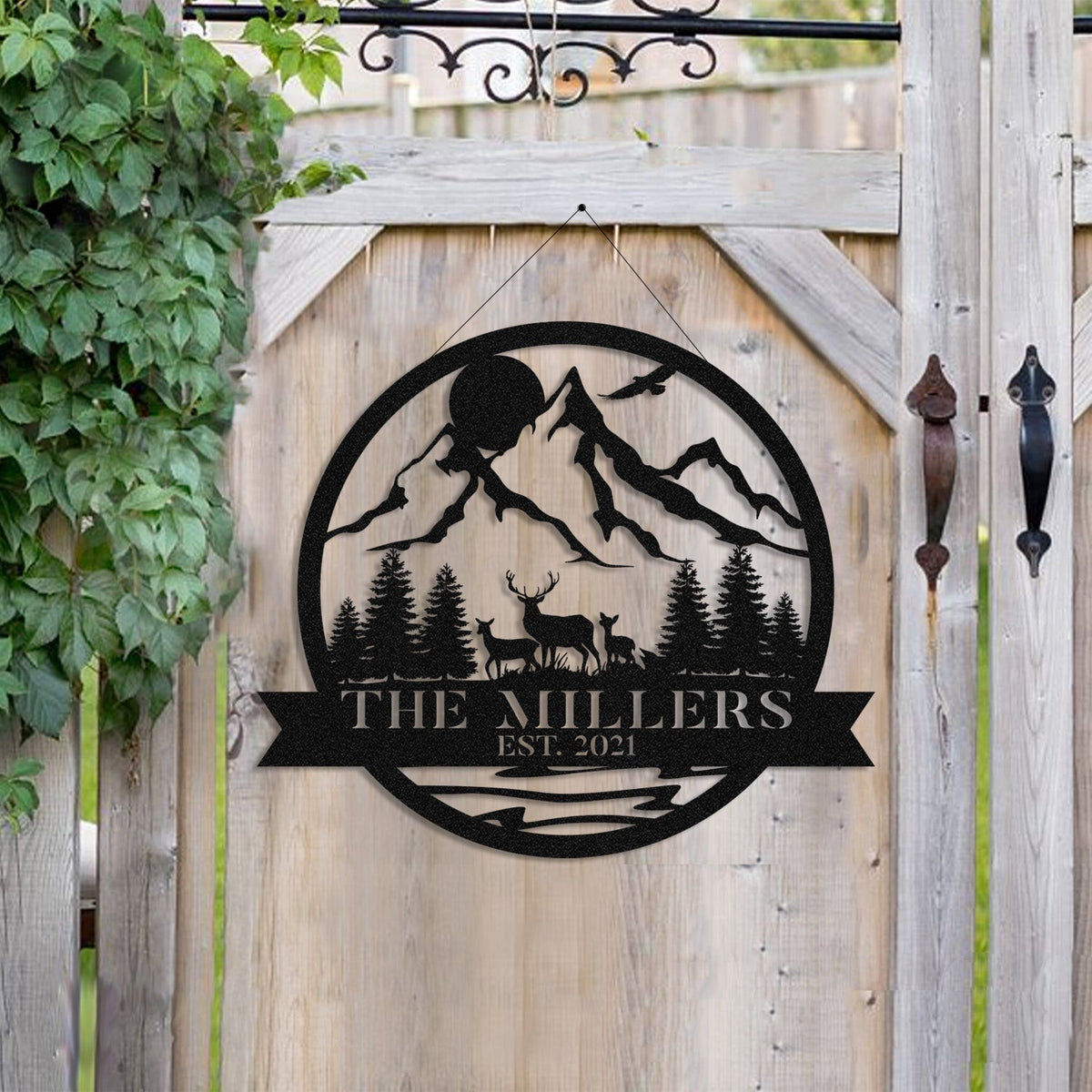 Personalized Family Name Date Deer Doe Fawn Hunting Hunter Metal Sign Monogram Custom Outdoor Cabin Lodge Camp Wall Decor Art Gift For Him Dad