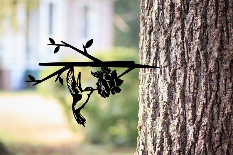 Humming Bird Metal Bird Tree Stake Christmas Gift