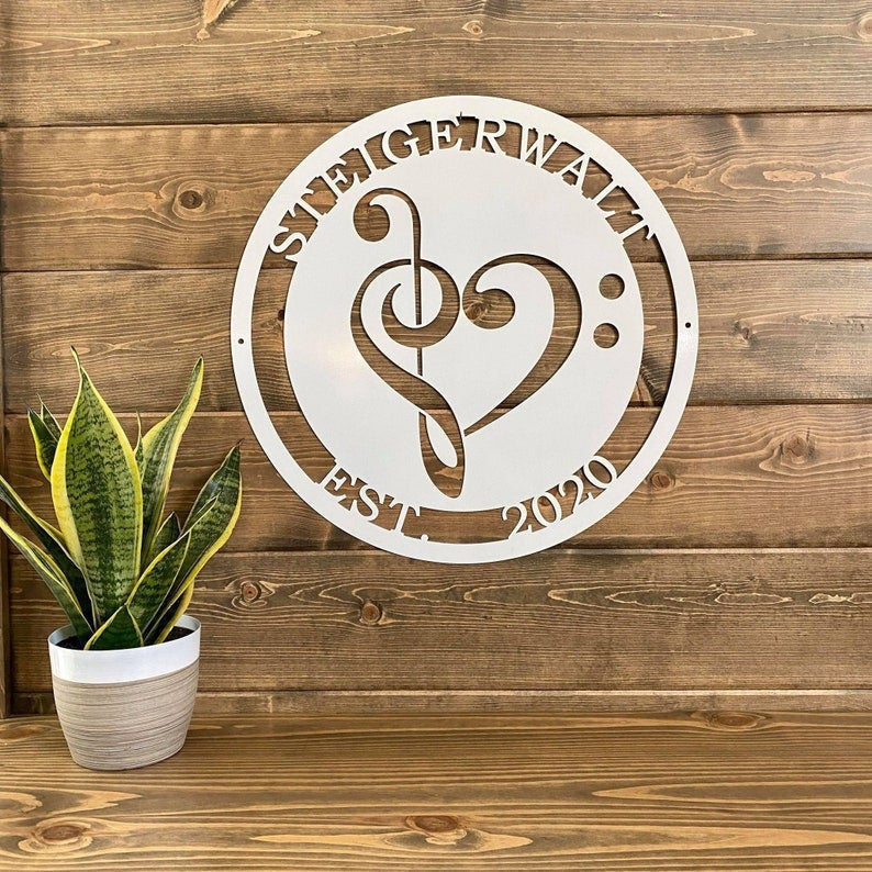 Personalized Music Note Heart Sign Gift For Musician Music Teacher Custom Metal Sign Christmas Gift